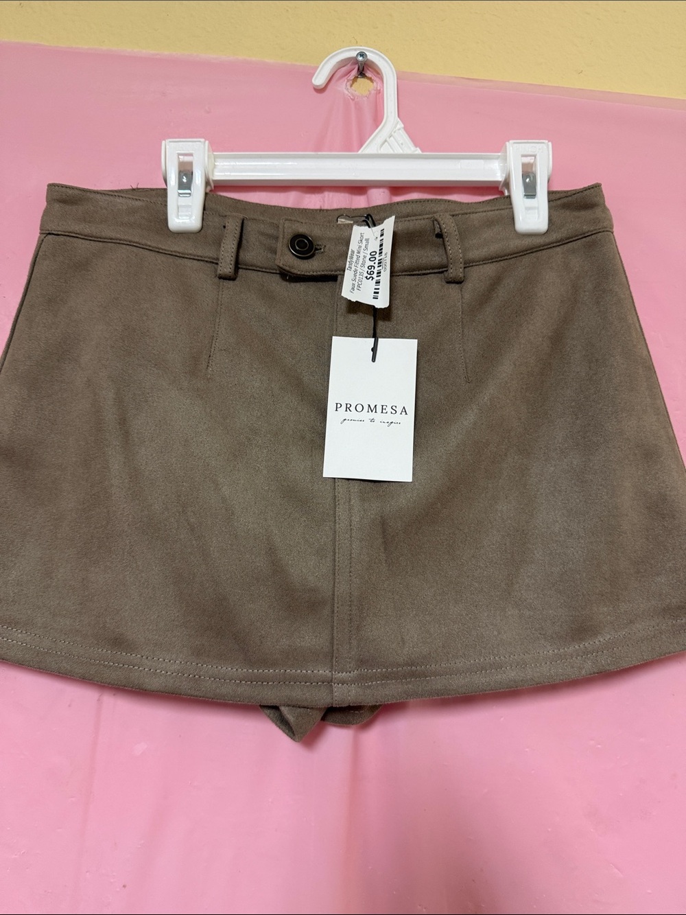 PROMESA Taupe Faux-Suede Mini Skort